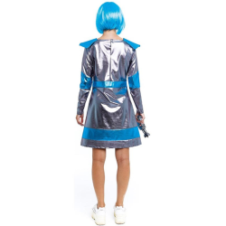Disfraz Astronauta Mujer - Vestido Plateado Oscuro y Azul Espacial