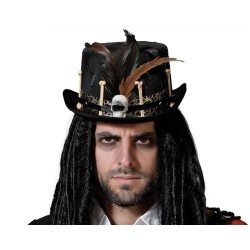 SOMBRERO PIRATA STEAMPUNK NEGRO HOMBRE ADULTO