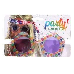 GAFAS FLORES HIPPIE AZUL MUJER ADULTO