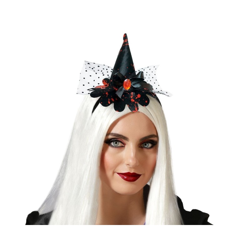 DIADEMA SOMBRERO DE BRUJA NEGRO MUJER ADULTO