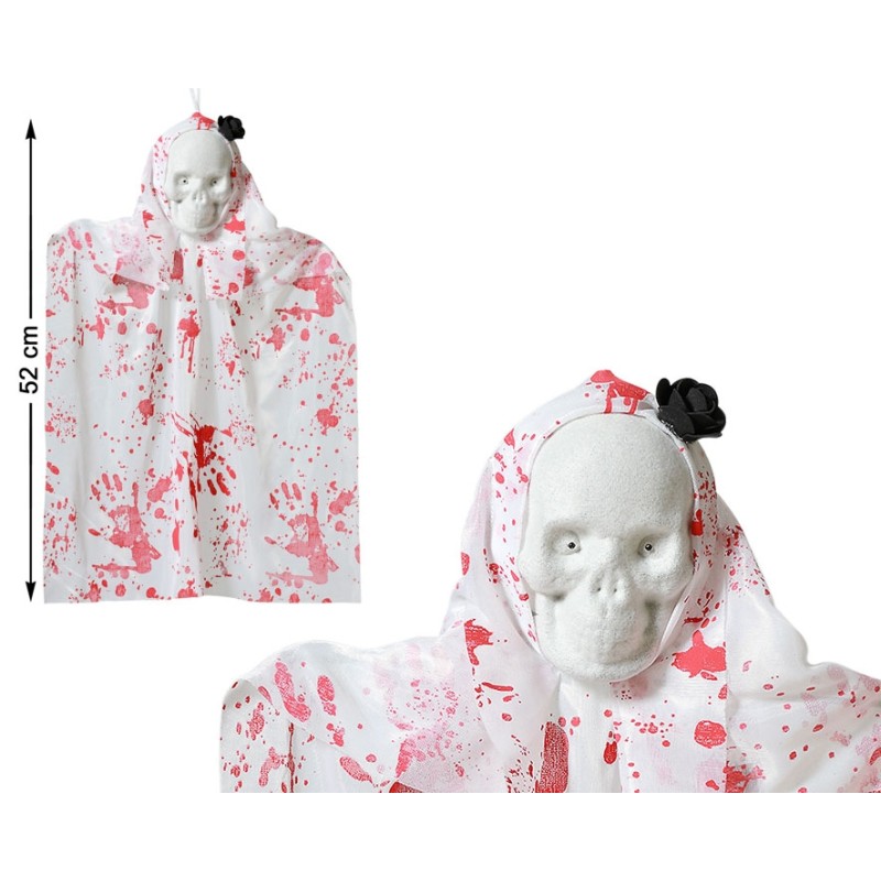ACCESORIO DECORACIÓN HALLOWEEN ESQUELETO SANGRIENTO BLANCO