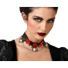 COLLAR CATRINA ROJO NEGRO ROSAS Y CALAVERAS MUJER ADULTO