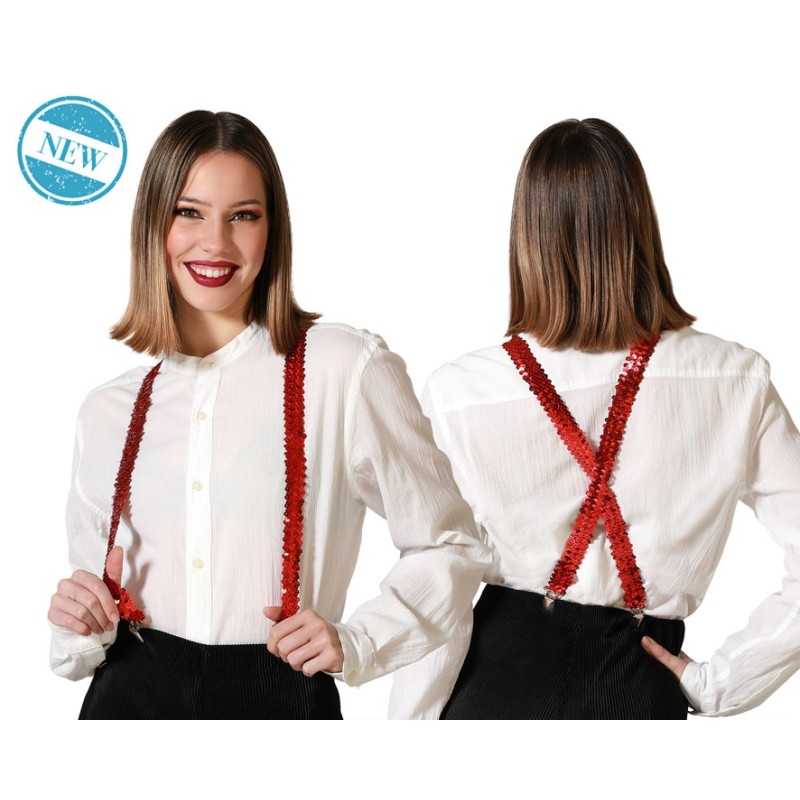 TIRANTES ROJO LENTEJUELAS CARNAVAL MUJER ADULTO