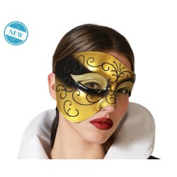 ANTIFAZ VENECIA DORADO NEGRO MUJER ADULTO