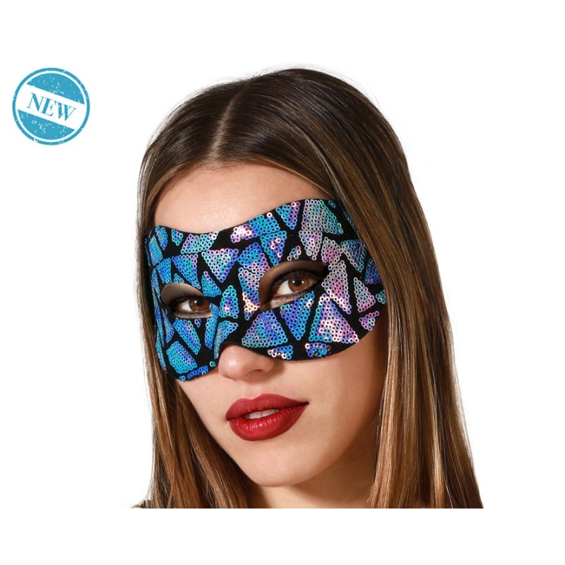 MÁSCARA VENECIANA ANTIFAZ AZUL BRILLANTE MUJER ADULTO