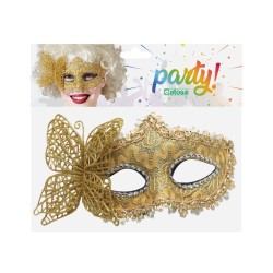 MÁSCARA VENECIANA ANTIFAZ DORADO MARIPOSA MUJER ADULTO