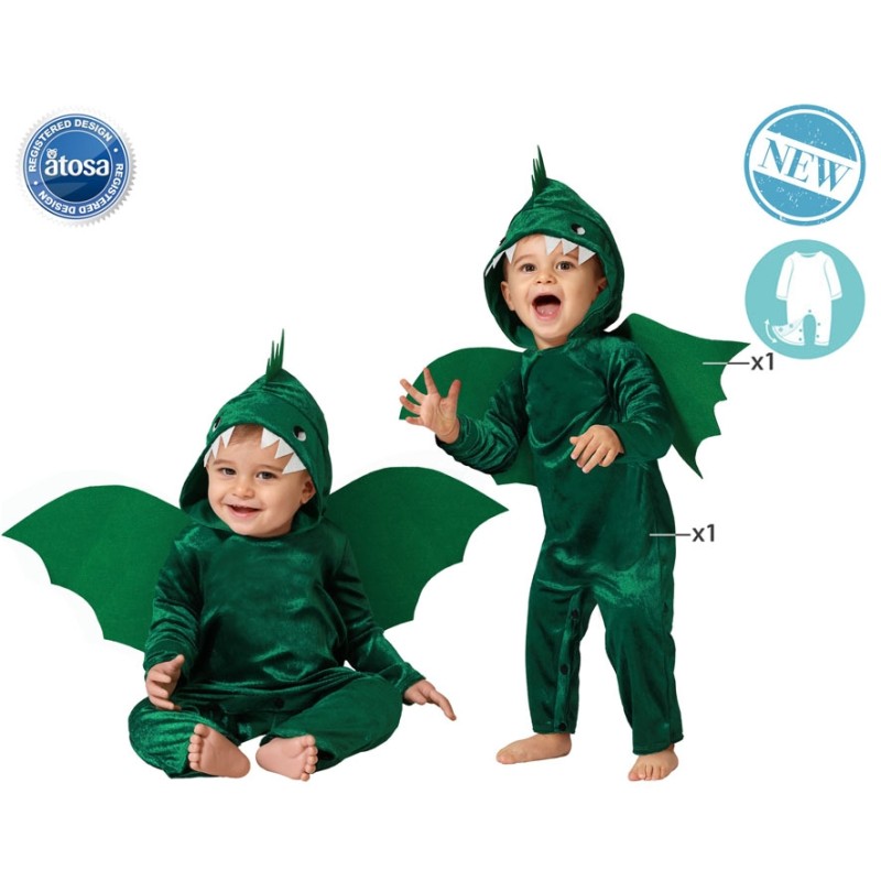 DISFRAZ DRAGON VERDE CON ALAS UNISEX BEBÉ