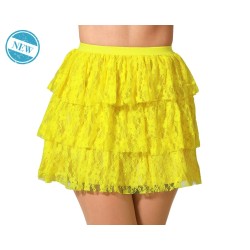 FALDA VOLANTES AMARILLO MUJER ADULTO