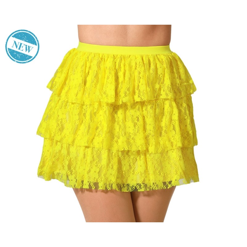 FALDA VOLANTES AMARILLO MUJER ADULTO