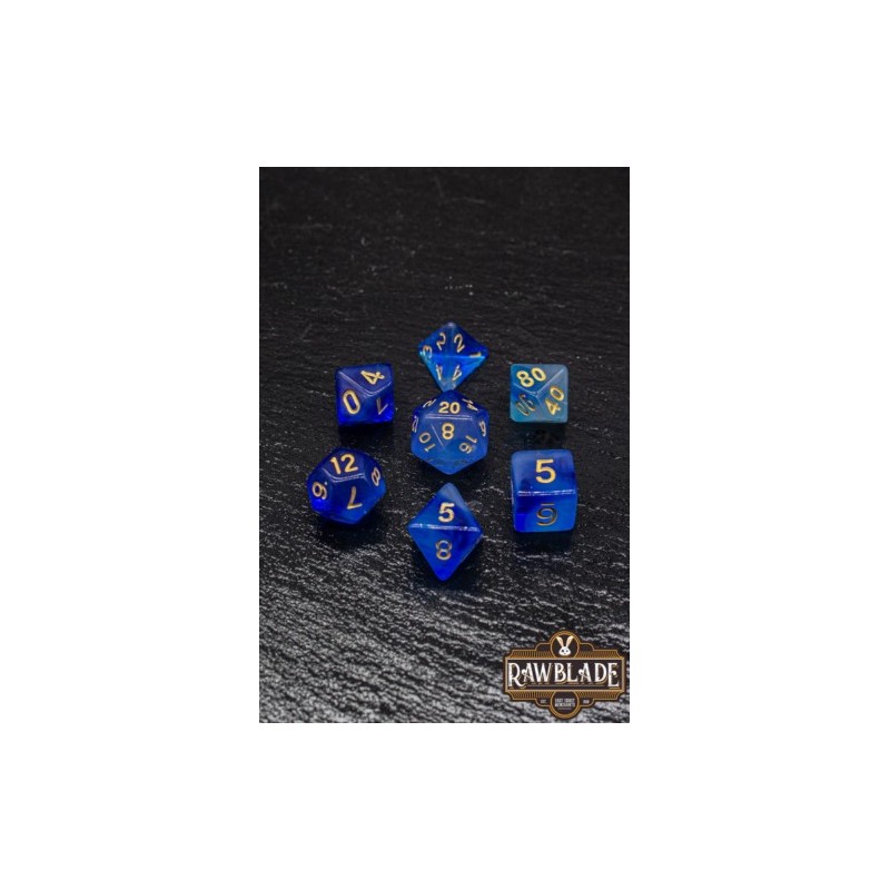 RAWBLADE TRANSPARENT GAL SET DADOS DARK BLUE (7)