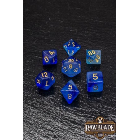 RAWBLADE TRANSPARENT GAL SET DADOS DARK BLUE (7)