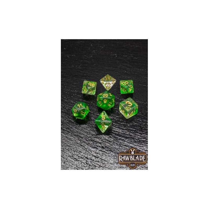 RAWBLADE TRANSPARENT GAL SET DADOS GREEN  (7)