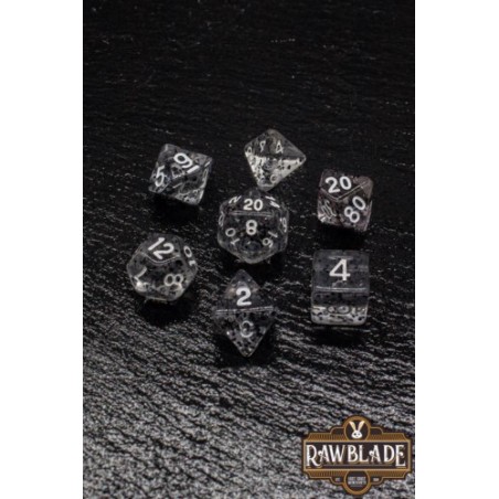 RAWBLADE TRANSPARENT GLITTER  SET DADOS BLACK (7)