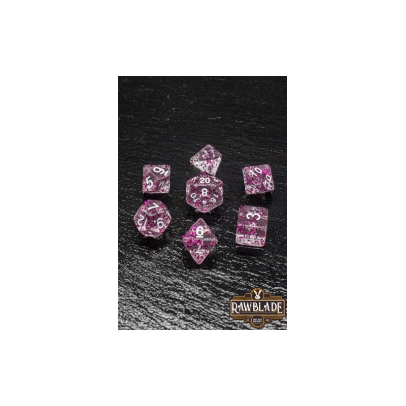 RAWBLADE TRANSPARENT GLITTER  SET DADOS PINK (7)