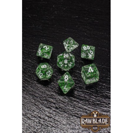 RAWBLADE TRANSPARENT GLITTER  SET DADOS GREEN (7)