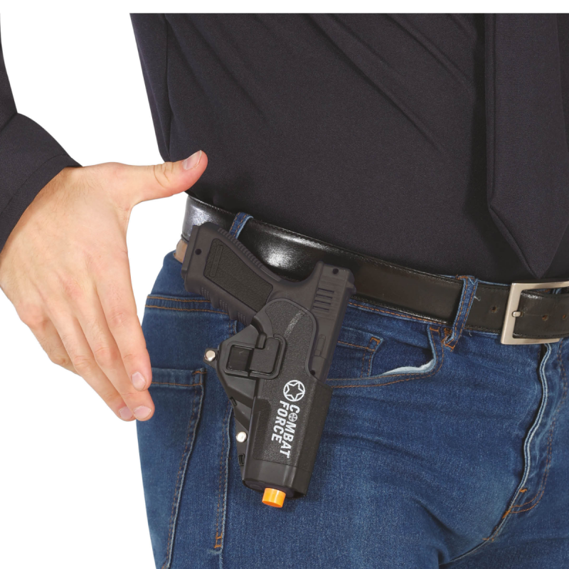 Pistola Negra con Funda | Accesorio para Disfraz - Realismo y Diversión