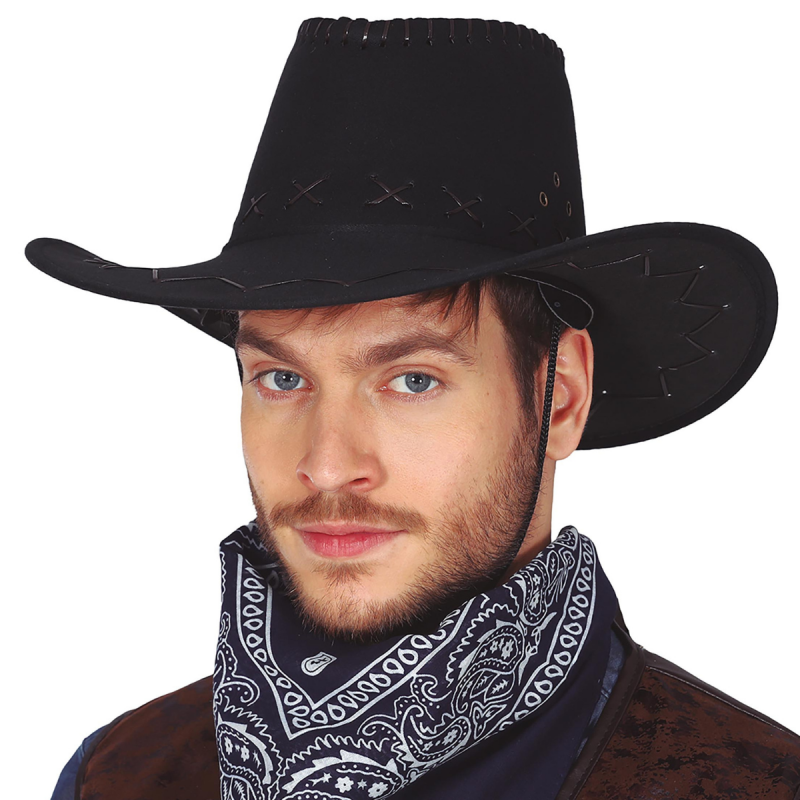 Sombrero Vaquero Negro de Antelina para Adultos - Complemento de Disfraz Cowboy Western