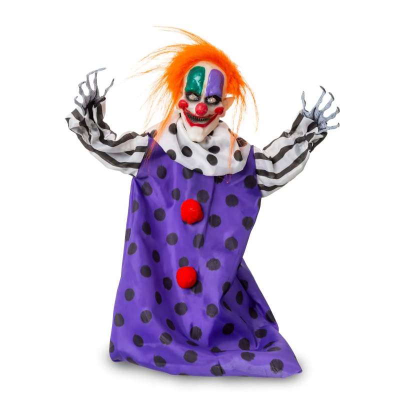 Payaso Saltarín con luz y sonido para decoración de Halloween, tamaño 39x5x35 cm.