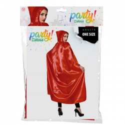 Capa con Capucha de Satén Roja 140 cm