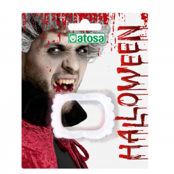 Dentadura de Vampiro Blanca de 15x11 cm - Accesorio Perfecto para Halloween y Disfraces de Terror