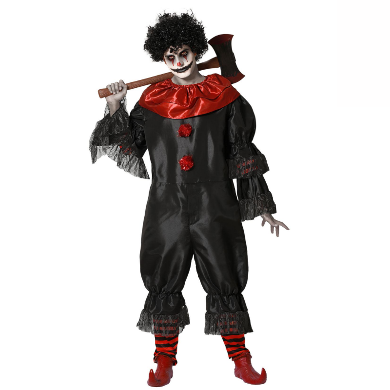 Disfraz de Payaso Diabólico Adulto Negro - Diseño terrorífico en rojo y negro para Halloween