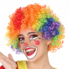 Peluca de payaso multicolor rizada, perfecta para Carnaval y disfraces.