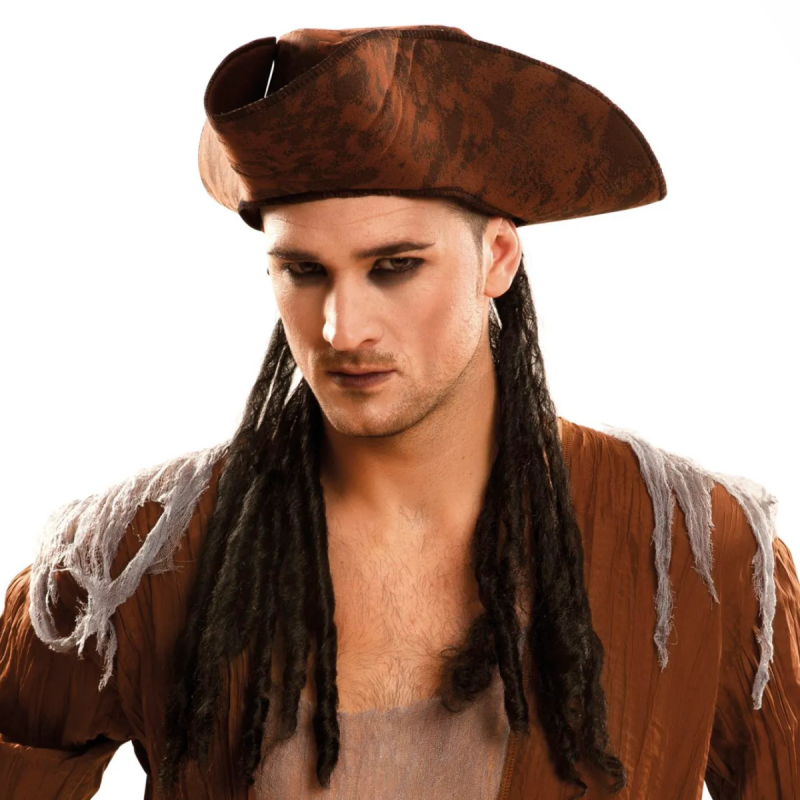 Sombrero pirata con trenzas para completar tu disfraz de corsario