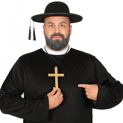 Cruz dorada de PVC de 22 cm para complementar disfraces de sacerdote o monje