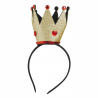 Diadema Corona Dorada con Piedras Rojas para Disfraz de Reina de Corazones.