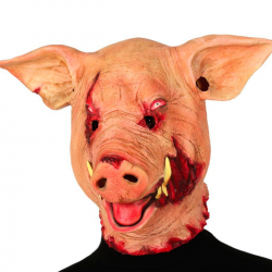 Máscara de cerdo terror de látex con cicatrices sangrientas para Halloween
