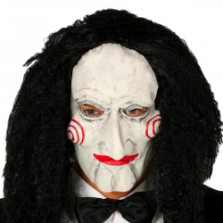 Máscara de marioneta con pelo negro para Halloween