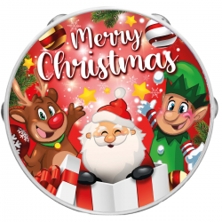 Pandereta decorada de Navidad de 13 cm con diseños navideños de Papá Noel y motivos festivos.