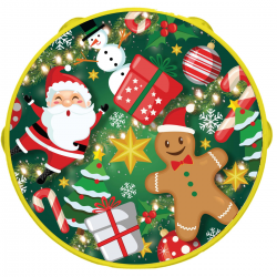 Pandereta decorada de Navidad de 13 cm con diseños navideños de Papá Noel y motivos festivos.