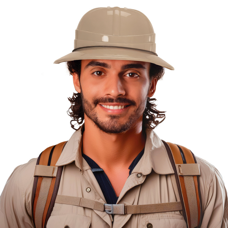 Casco de explorador salacot para adulto en color beige, complemento de disfraz.
