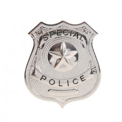 Placa de Policía Metálica de 6 cm en color plata para disfraces de policía