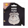 Placa de Policía Metálica de 6 cm en color plata para disfraces de policía