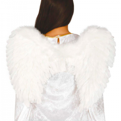 Alas de Ángel de Plumas Blancas de 60x50 cm para disfraces de Navidad y eventos religiosos.