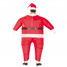Disfraz de Papá Noel hinchable en color rojo, incluye barba, gorro y mono. Ideal para fiestas navideñas
