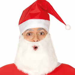 Disfraz de Papá Noel hinchable en color rojo, incluye barba, gorro y mono. Ideal para fiestas navideñas