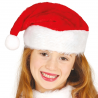 Niña con gorro de Noel infantil de terciopelo rojo y blanco, 34 cm.