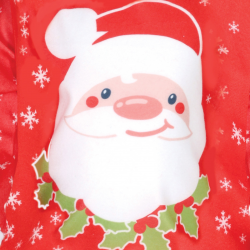 Bebé vestido con disfraz Santa Pyjama Noel de color rojo, con detalles de copos de nieve y Papá Noel