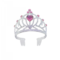 Corona de Princesa Infantil con Piedras Rosas y Detalles Plateados