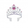 Corona de Princesa Infantil con Piedras Rosas y Detalles Plateados