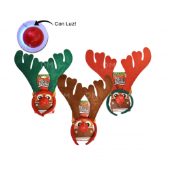 Conjunto Diadema de Reno con Nariz Roja Iluminada – Accesorio Navideño