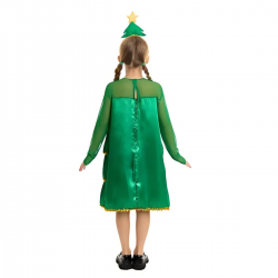 Disfraz Infantil de Árbol de Navidad con Vestido de Volantes y Diadema Decorativa