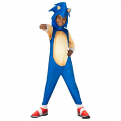 Disfraz Infantil de Sonic the Hedgehog Classic con jumpsuit y accesorio de cabeza. Ideal para niños fanáticos del personaje.
