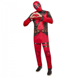 Disfraz Deadpool Classic para adulto con jumpsuit rojo y negro y máscara. Inspirado en el personaje de Marvel.