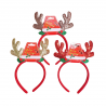 Diademas con cuernos de reno en colores surtidos con brillos decorativos, ideales para disfraces y celebraciones navideñas