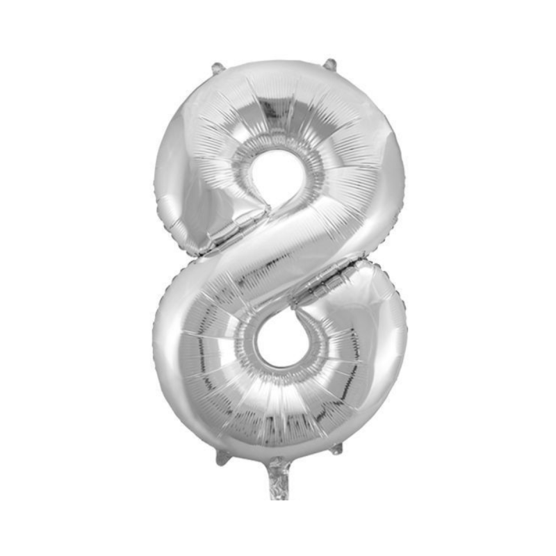 Globo Foil Número 8 - 110 cm Color Plata