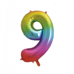 Globo Foil Número 9 - 110 cm Rainbow
